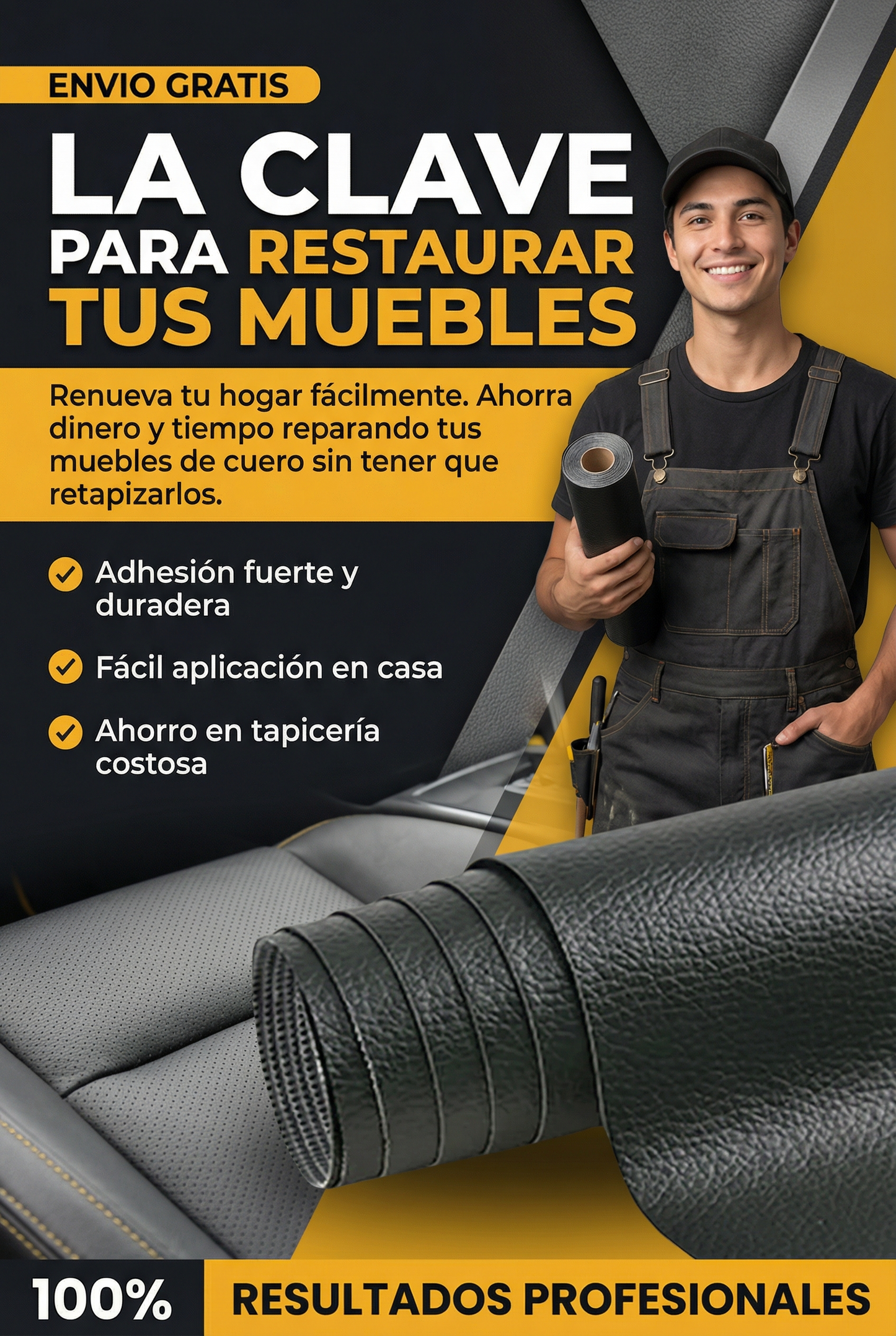 FORTIVO® Adhesivo Reparador de cuero | 50CM X 137CM | + ENVÍO GRATIS 🎁