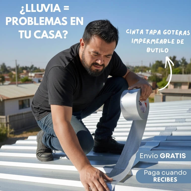 CINTA TAPA GOTERAS IMPERMEABLE DE BUTILO + ENVÍO GRATIS 🎁