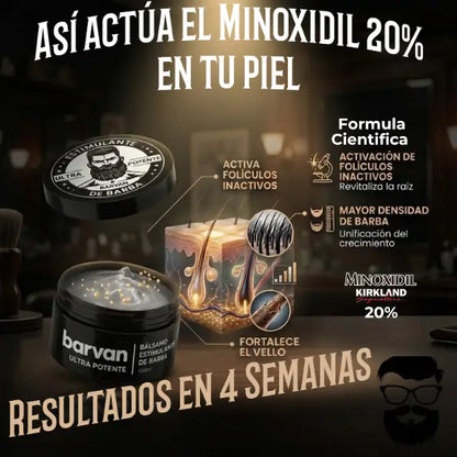 Barvan™ — Bálsamo Estimulante de Barba con Minoxidil 20% Ultra Potente