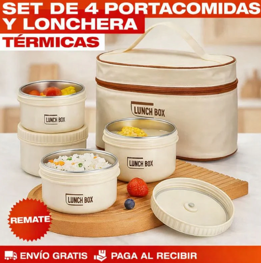 LUNCHY™ LONCHERA TÉRMICA SET DE 4 ENVASES + ENVÍO GRATIS🎁